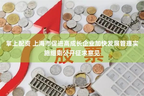 掌上配资 上海市促进高成长企业加快发展管理实施细则公开征求意见