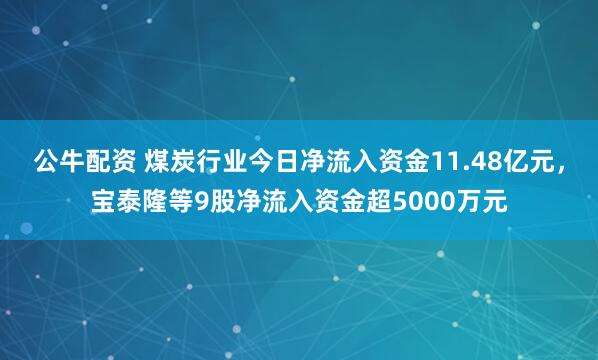 公牛配资 煤炭行业今日净流入资金11.48亿元，宝泰隆等9股净流入资金超5000万元