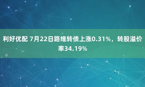 利好优配 7月22日路维转债上涨0.31%，转股溢价率34.19%